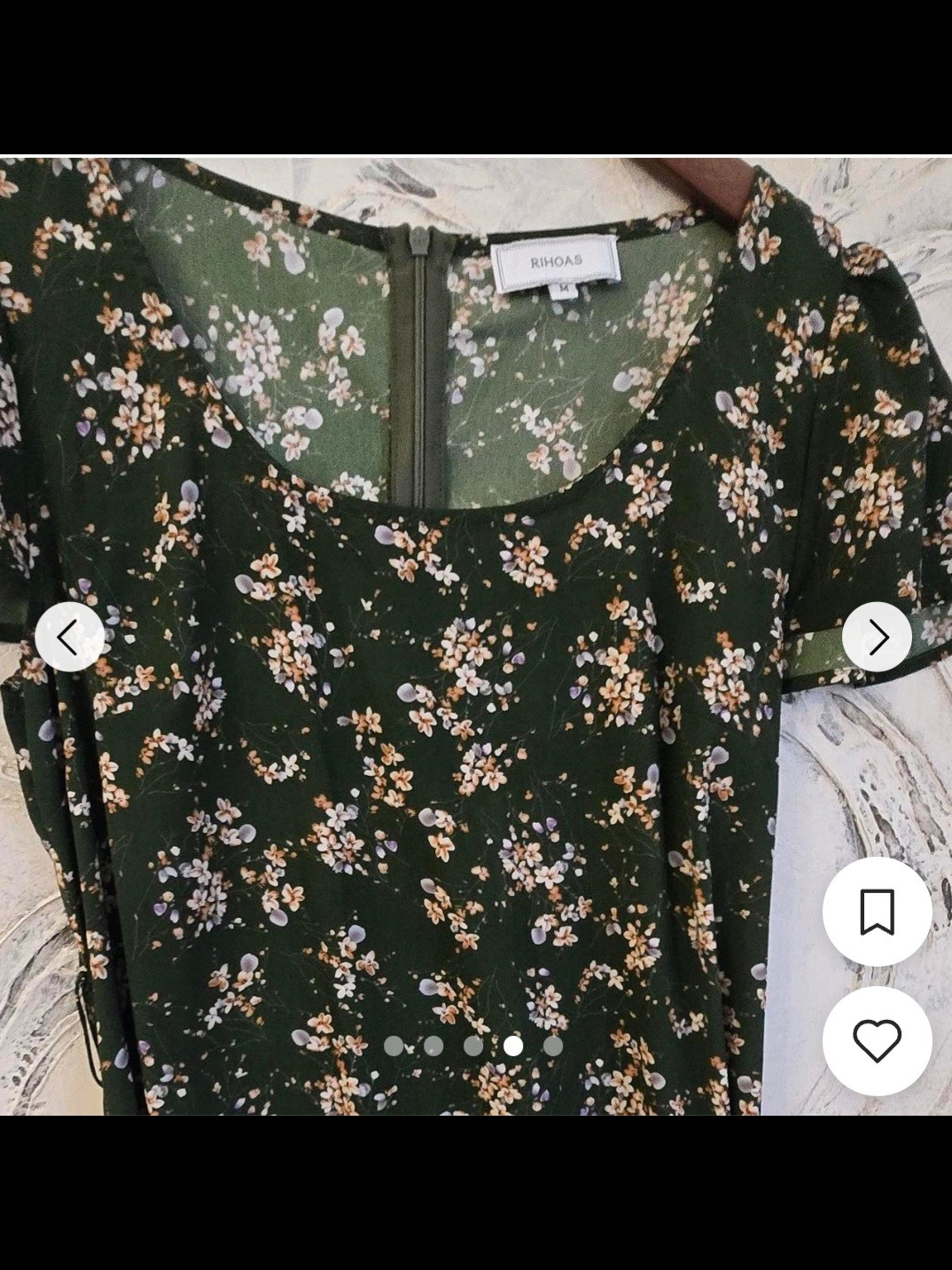 Rihoas Dark Green Floral Maxi Dress With Cream Blossoms — image 2 of 3